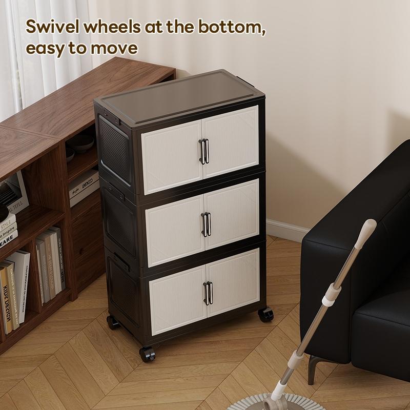 36cm*25cm/46cm*28cm 2-6 Layer Storage Cabinet, Plastic Home Organizer, Durable Living Room Shelf, Mobile with Wheels, Easy Assembly