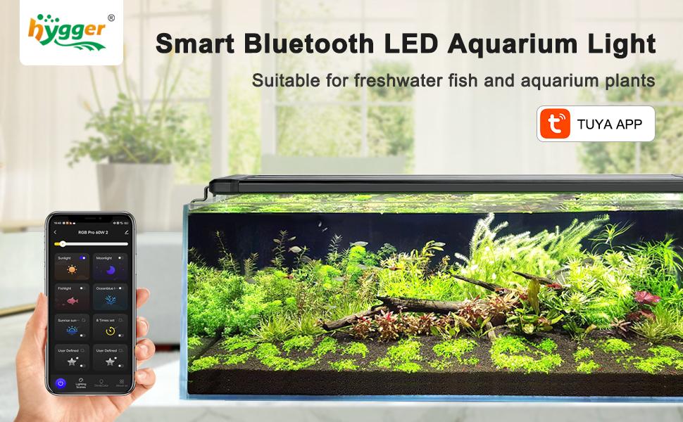 hygger Smart Aquarium Light, Bluetooth LED Light with App Control, Full Spectrum Fish Tank Light with 24/7 Lighting Cycle, 5 Modes, Adjustable Timer, for Freshwater Planted Tank