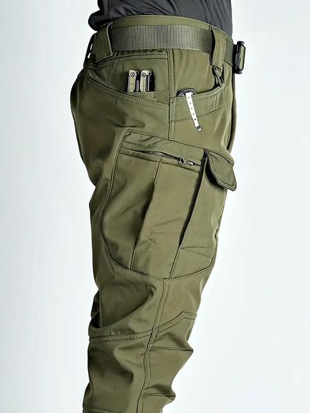 Men's Tactical Fleece Lined Cargo Pants, Autumn Winter Outdoor Multi-Pocket Workwear, Warm Lightweight Durable Scratch-Resistant Hunting Shooting Hiking Pants