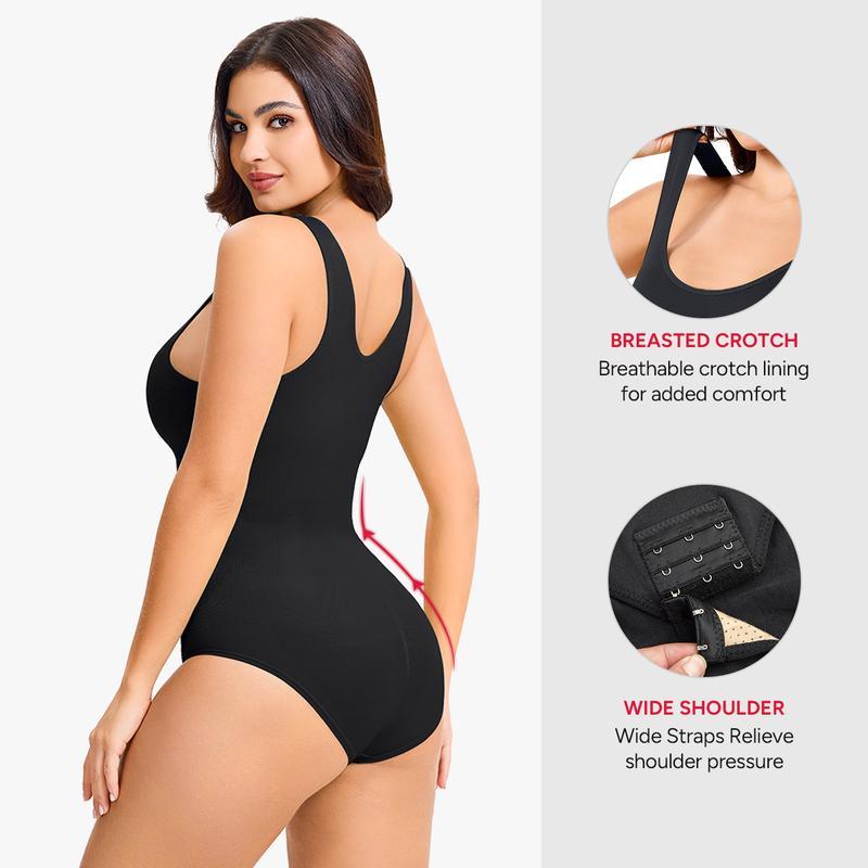 Nebility Women's Bodysuit Minimalist Seamless Shapewear, Basic Comfortable Womenswear for Daily Wear