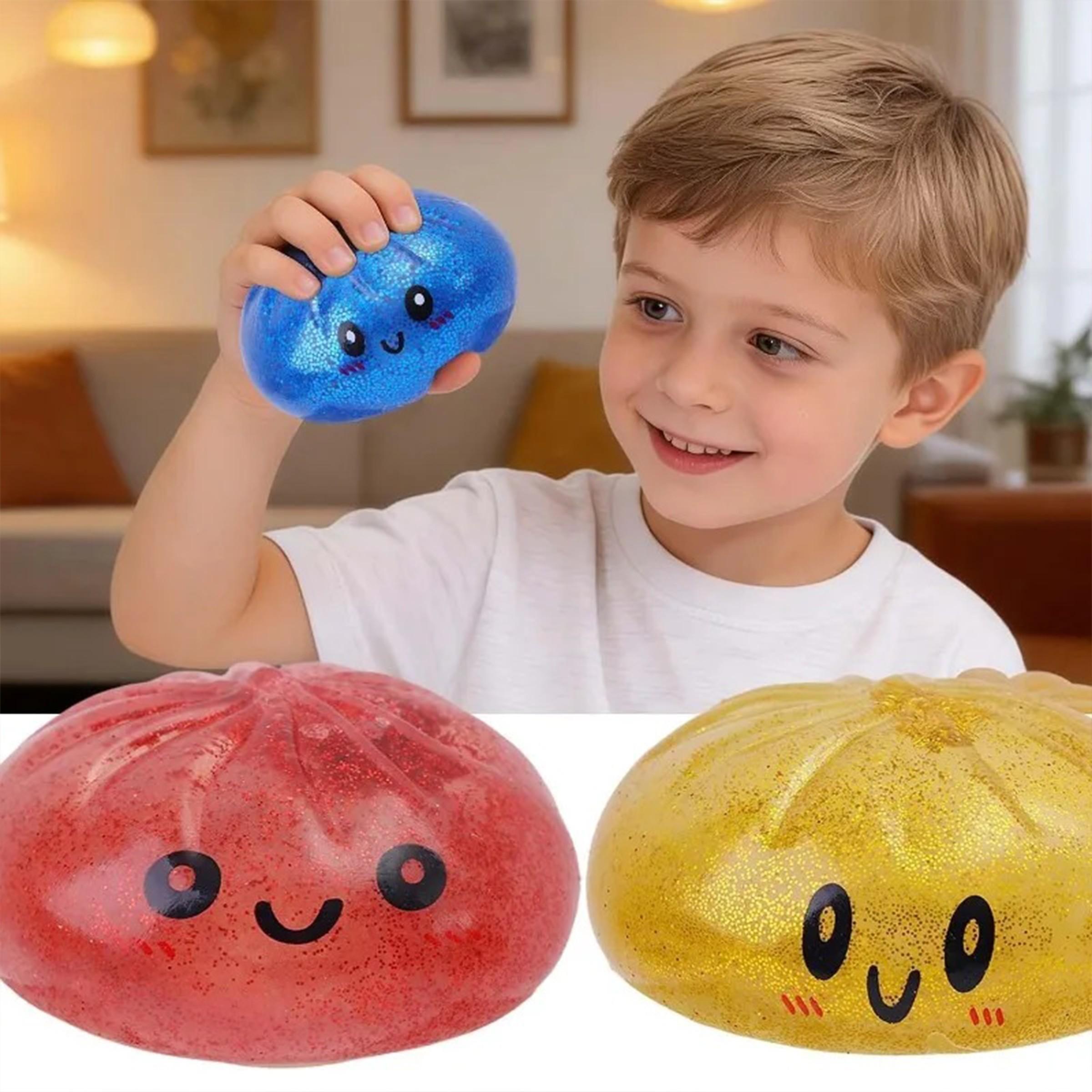 12PCS Cute Glittering Char Siu Bao Stress Relief Squeezable Fun Realistic Steamed Bun Release of Anxiety Colorful Bun Blind Box