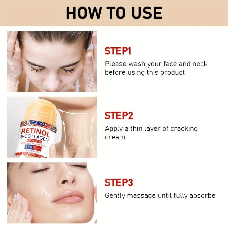 Retinol & Collagen Neck Facial Care Stick, Anti Aging Neckand Décolleté Firming Cream -Tighten and Hydrate Skin Day& Night Neck Tightening Cream Firm Repair SaggingRejuvenates Skin