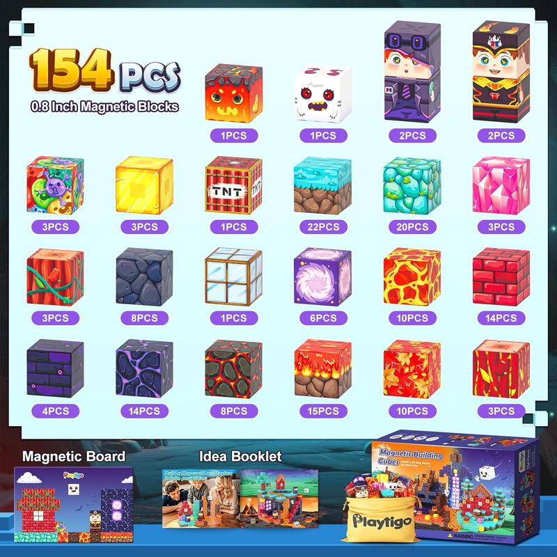 200PCS Magnetic Blocks Toys with Storage Bag Magnetic Board Sensory Toys Stacking Blocks, Build Mine Magnet World Birthday Gifts