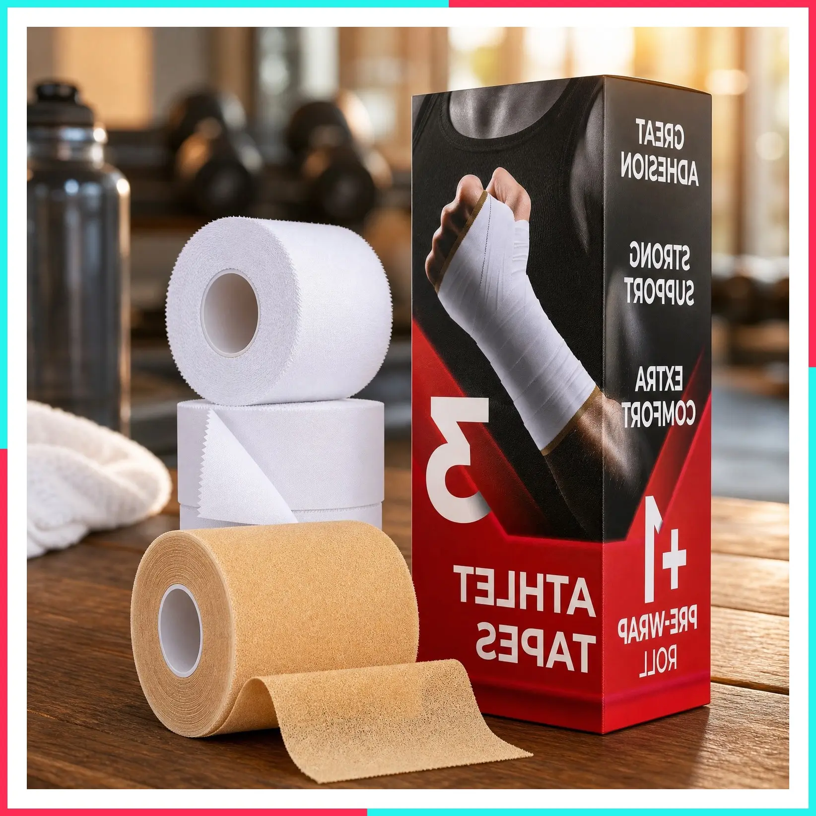 Premium White Athletic Tape 3 Pack with Pre-Wrap – Easy Tear, No Sticky Residue – Sports Zinc Oxide Tape for Ankle, Wrist & Fingers – Ideal for Soccer, Gymnastics, Boxing
