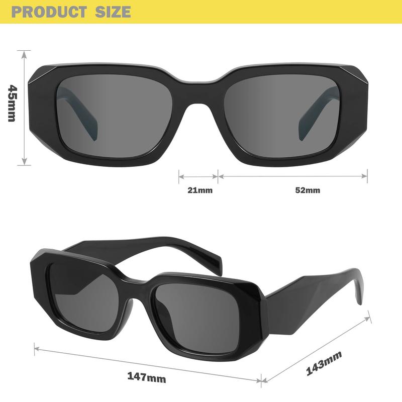 Trendy Rectangle Sunglasses for Women & Men - Retro 90's Vintage Square Frame - Stylish UV Protection Eyewear for Fashion Lovers & Trendsetters