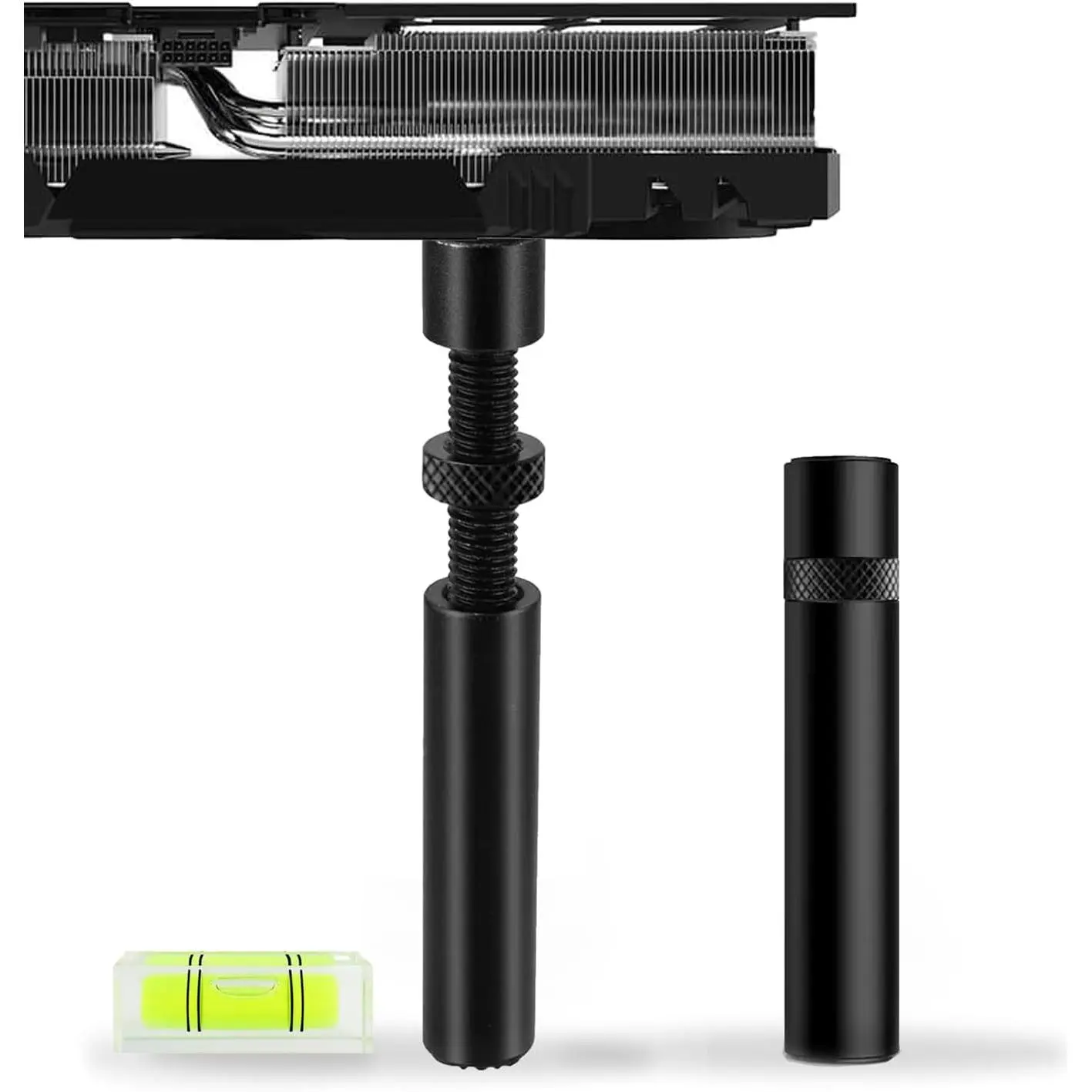 Graphics Card GPU Support Bracket: GPU Sag Bracket Video Card Stand GPU Holder Graphics Card Support with Rectangular Bubble Level Black (L 74-120mm)
