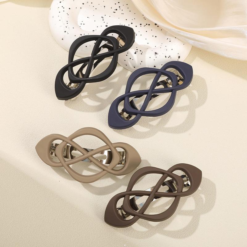AWAYTR 4PCS Women's Elegant Simple 8-shaped Infinity Styling Holder Matte Claw Clips Spring Hair Barrettes Hair Accessories for Girls