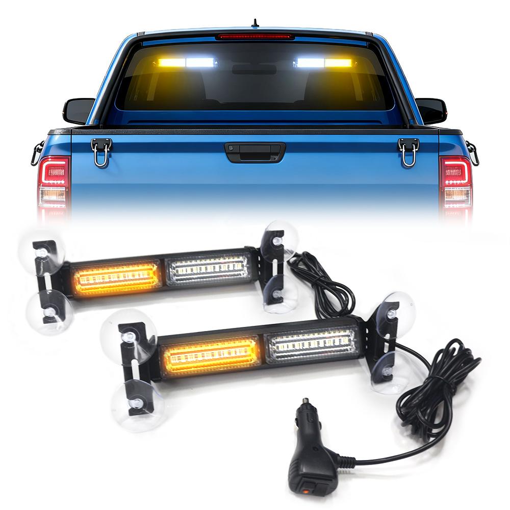 2-in-1 Suction Cup Strobe Light - Windshield Warning & Decoration LED Bar - Multi-Mode Strobe Light - Plug into Cigarette Lighter - Change Modes Instantly
