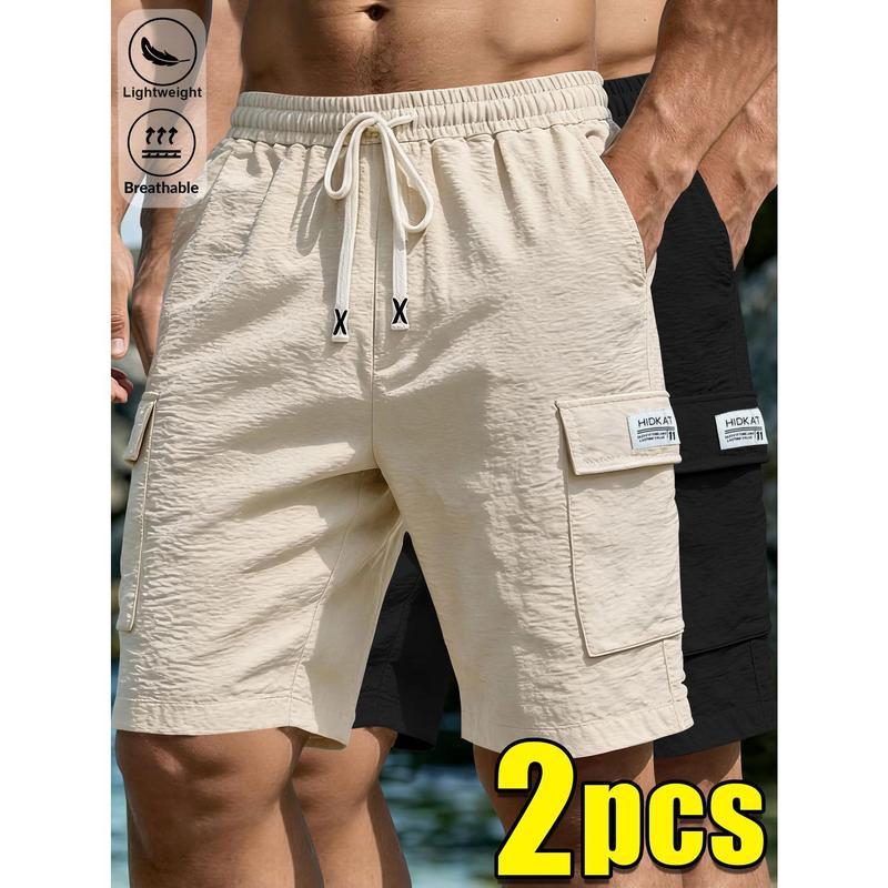 2PC Men's Casual Workwear Shorts - Multiple Pockets, Non Elastic Fabric, Three-dimensional Durability, Outdoor Style, Essential for Summer Outings