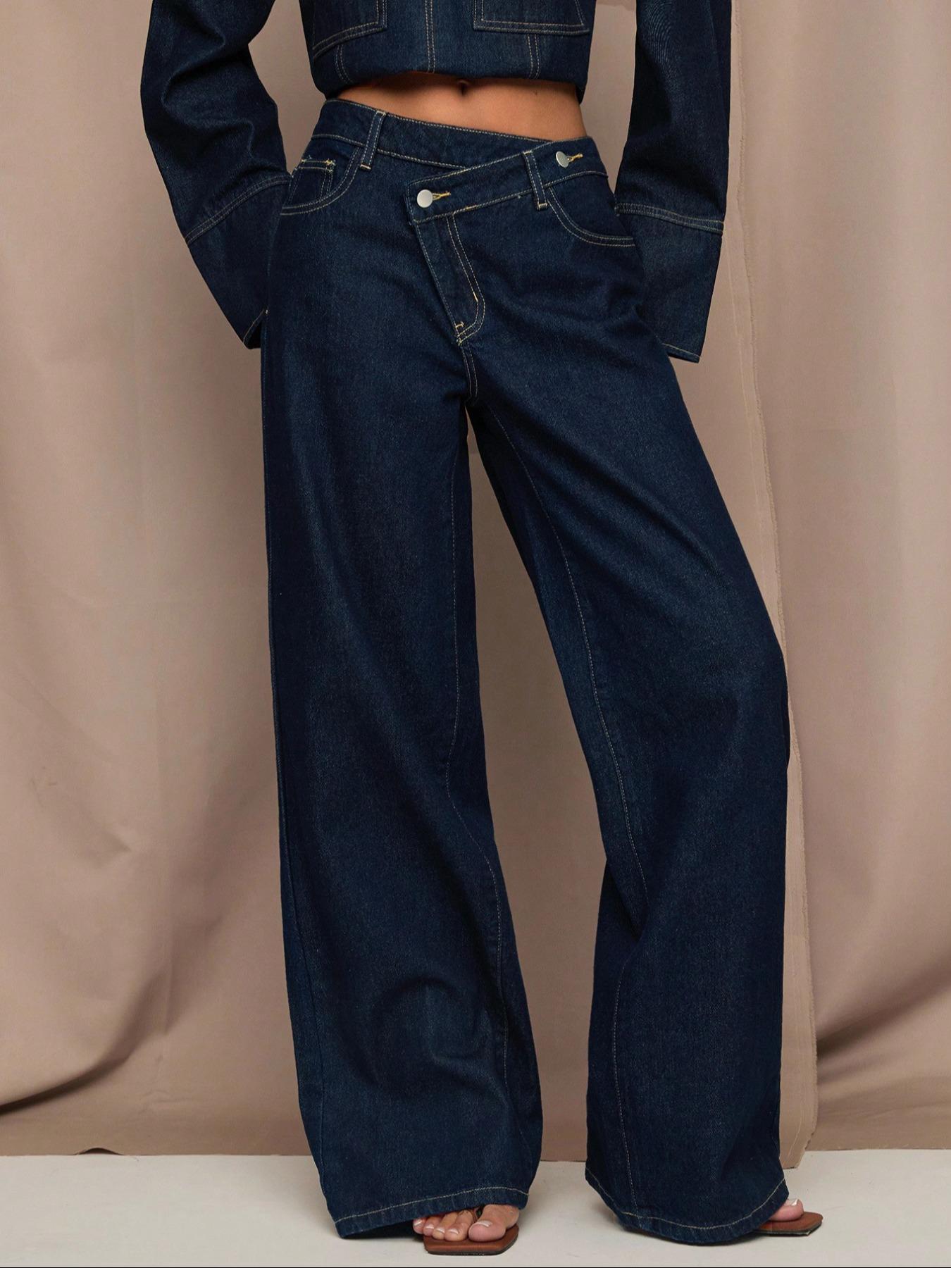 Women's Classic Washed Denim Jeans, Casual Loose Straight Leg Pants, New Versatile Long Jeans, Elegant All Seasons Wear