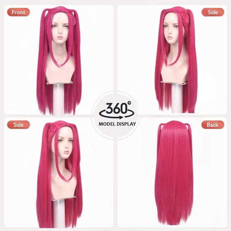 Anime K-pop Costume Demon Cosplay Rumi Wig 39" Hunter Purple Braid Wigs Rumi Costume Zoey Mira for Girls Women Kids Pop Singer Hair Halloween Cosplay Props