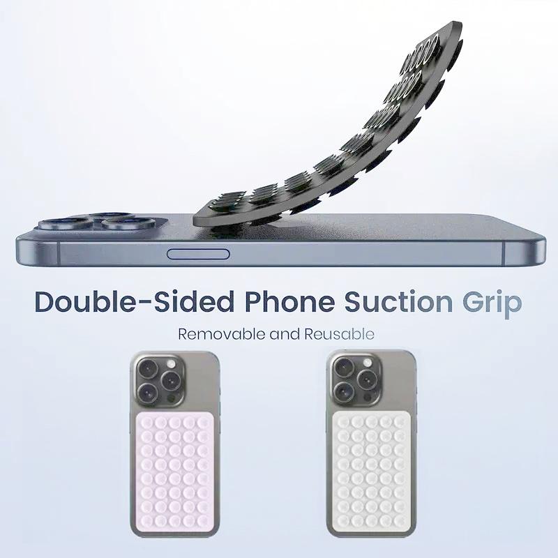 1 double-sided silicone solid color suction cup phone holder, adjustable angle and compact design, suitable for makeup, dance, fitness, yoga, shower, drama watching, video shooting and selfies