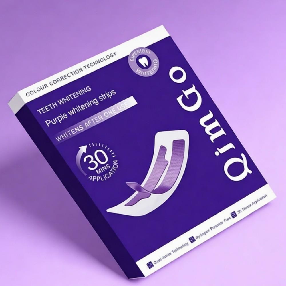 14Pair Pap Whitening Teeth Strips, Deep Cleaning & Fresh Breath, Travel Home Use, Non-Toxic Tooth Strips, Large Box Purple Whitening STRIPS TEETH WHITE PAP STRIPS