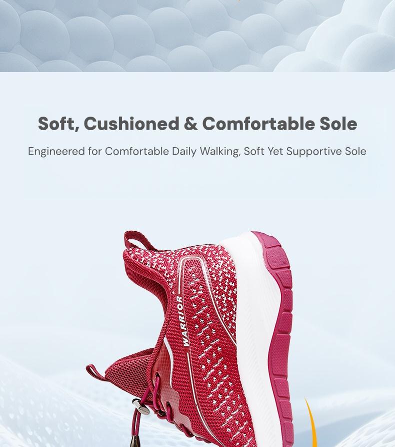 WARRIOR Women's Spring Outdoor Casual Woven Sports Shoes, Breathable Running Sneakers, Comfortable Soft Durable Sole, Versatile All-Season Footwear