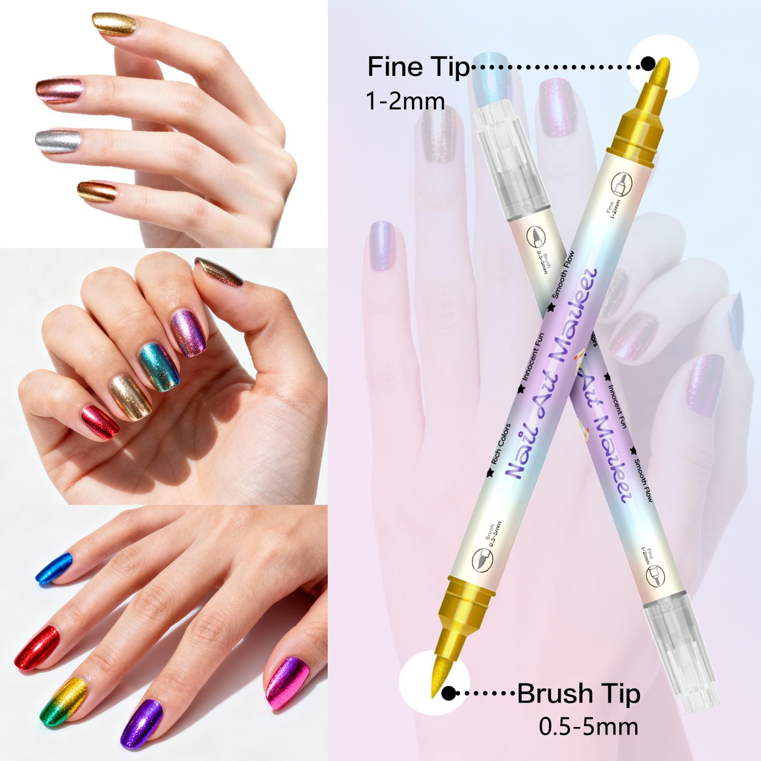 12/24 Color Nail Art Pens, 0.5 MM Precision Tip Nail Polish Pens Set Drawing Painting Point Liner Acrylic Painted Pen Beginner Manicure Kit, Waterproof and Quick-drying Nail for DIY Nails Art Design Manicure Tools, Multicolor