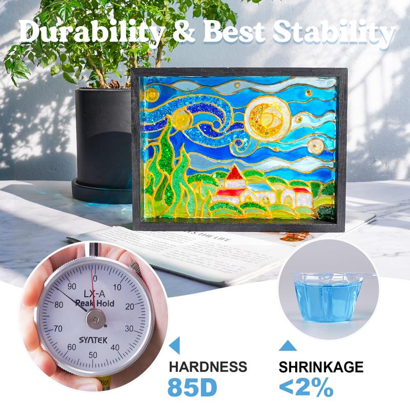 UV Resin with Light,Upgraded 200g Crystal Clear&Low Odor,UV Light,Silicone Mat,Ultraviolet Epoxy Resin Hard, Starter Kit for Jewelry,Craft Decor