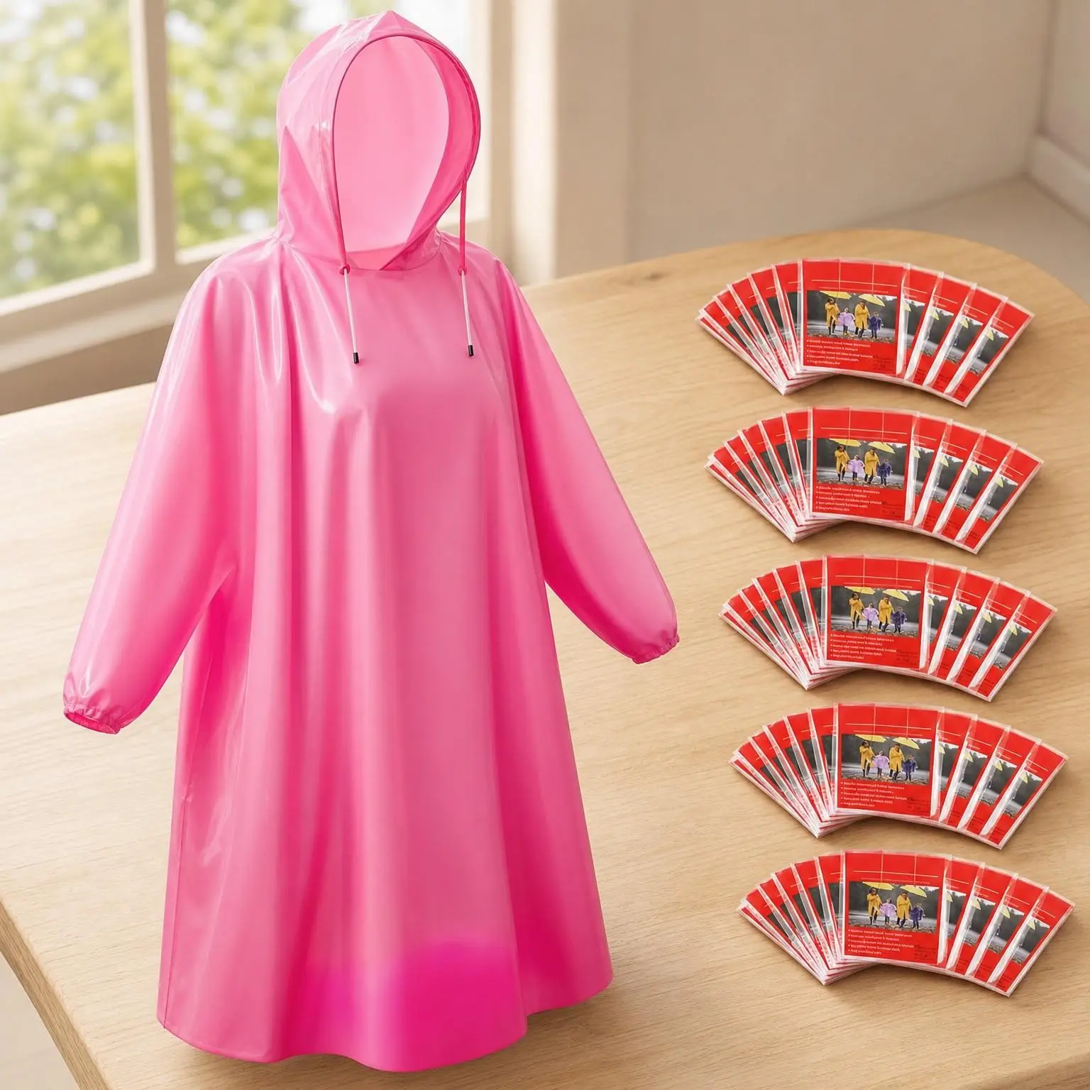Disposable Rain Ponchos for Adults & Youth, Waterproof PE Raincoats with Drawstring, Bulk 6/20/50 Pack for Camping, Hiking, EmergencyGift