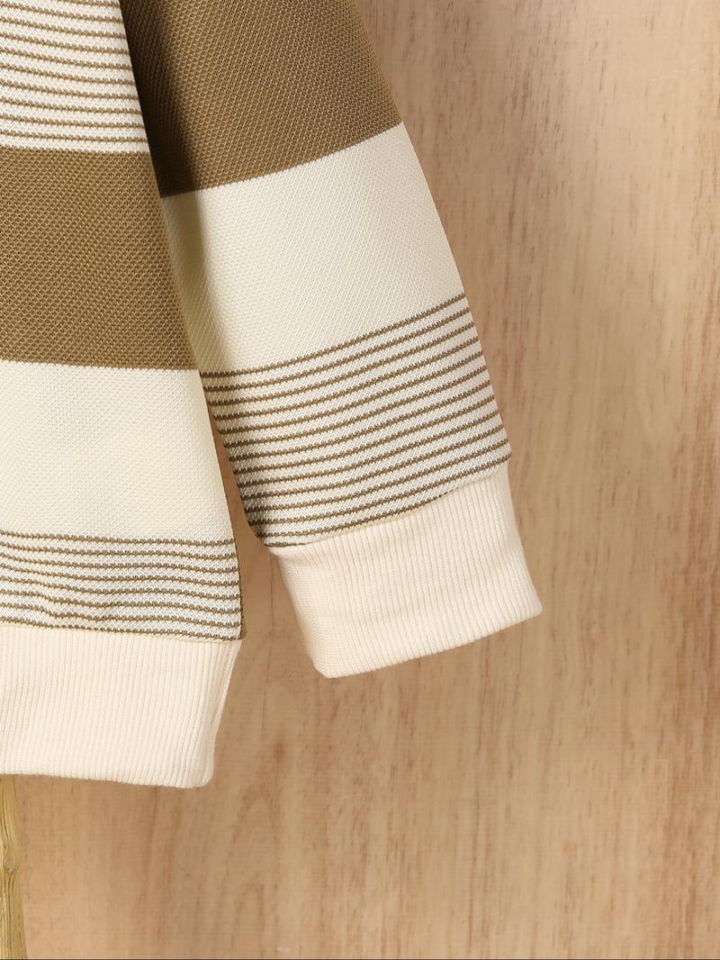 Baby Boys' Striped Bear Embroidered Long Sleeve Sweatshirt & Pants Set, Baby Boy Clothes, Casual Fashion for Fall Winter Daily Wear Outdoor Play Party Gift