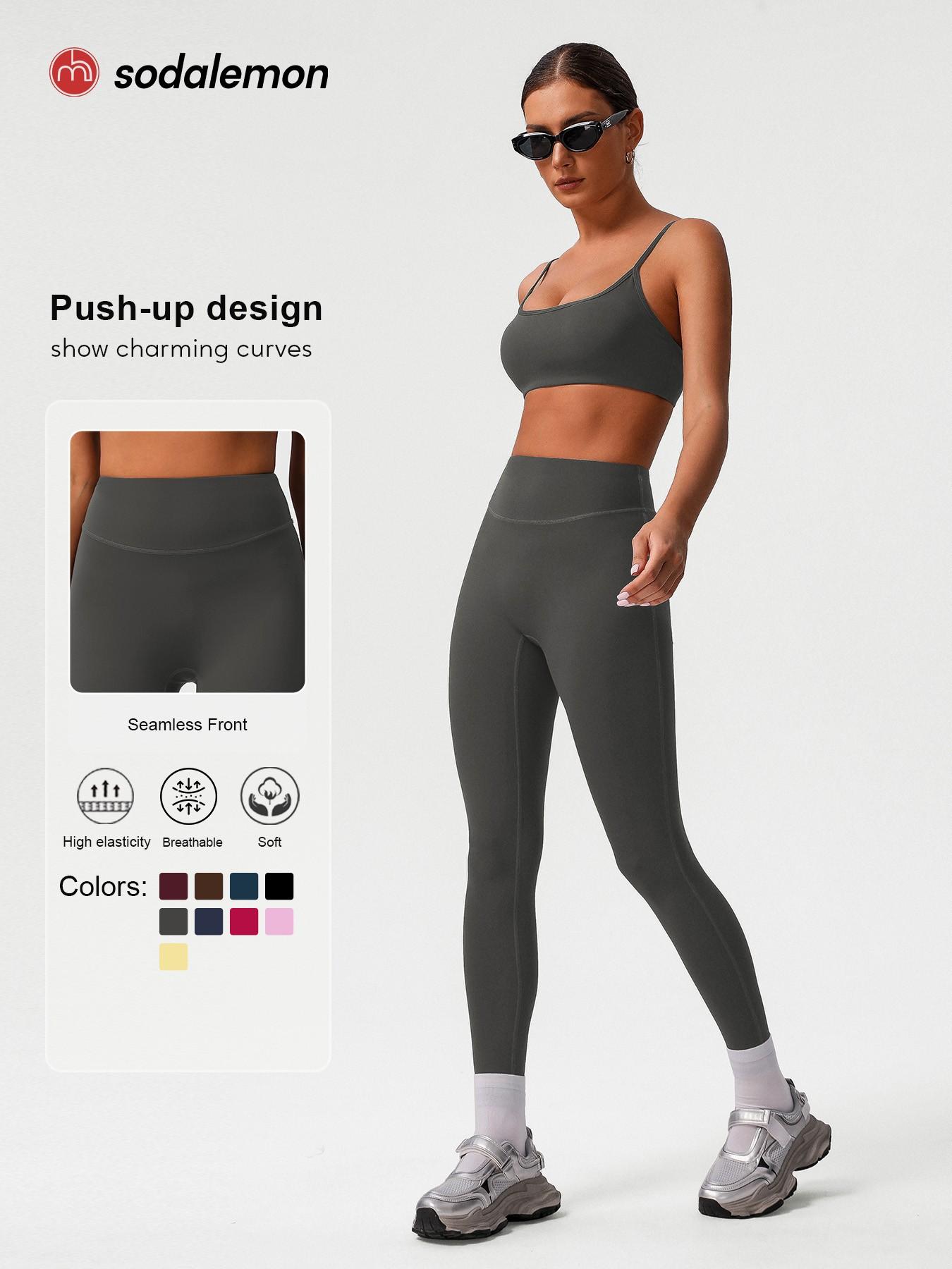 Two-piece Set Women's Solid Racer Back Crop Sports Bra & High Waist Leggings, Yoga Bottoms, Tracksuit Set, Quick Drying Breathable Comfortable for Yoga Gym, Workout Running Clothes, Ladies Sportswear for All Seasons, Workout Sets Women