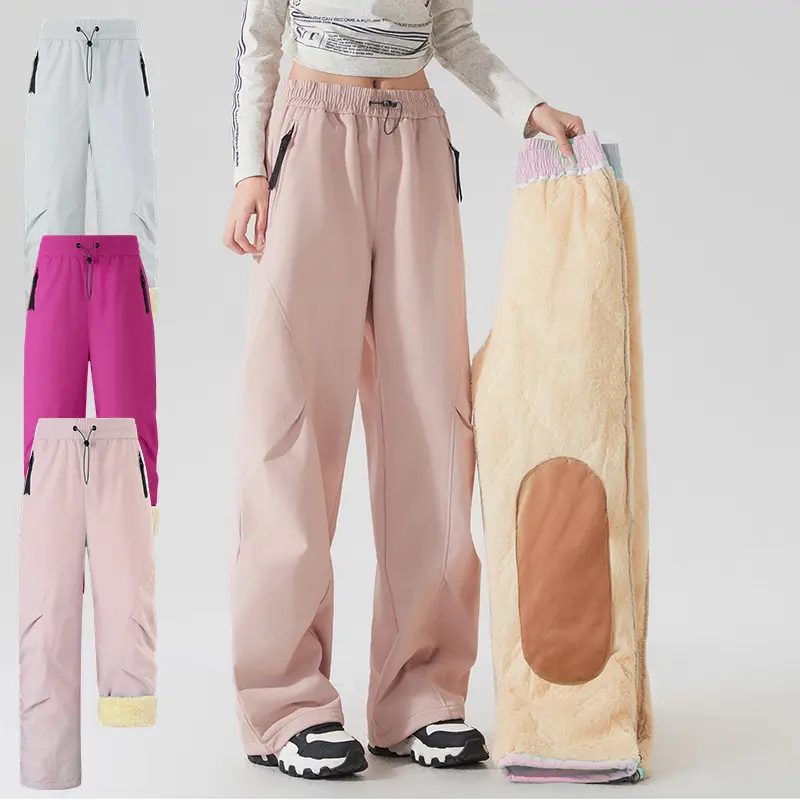 Women's Lady's Slim Hazard-Free Fleece-Lined Winter Casual Bottoms, Elastic Waistband, Reinforced Knee Patches, Cold-Resistant Minimalist Outdoor Long Pants #sohochic fashion