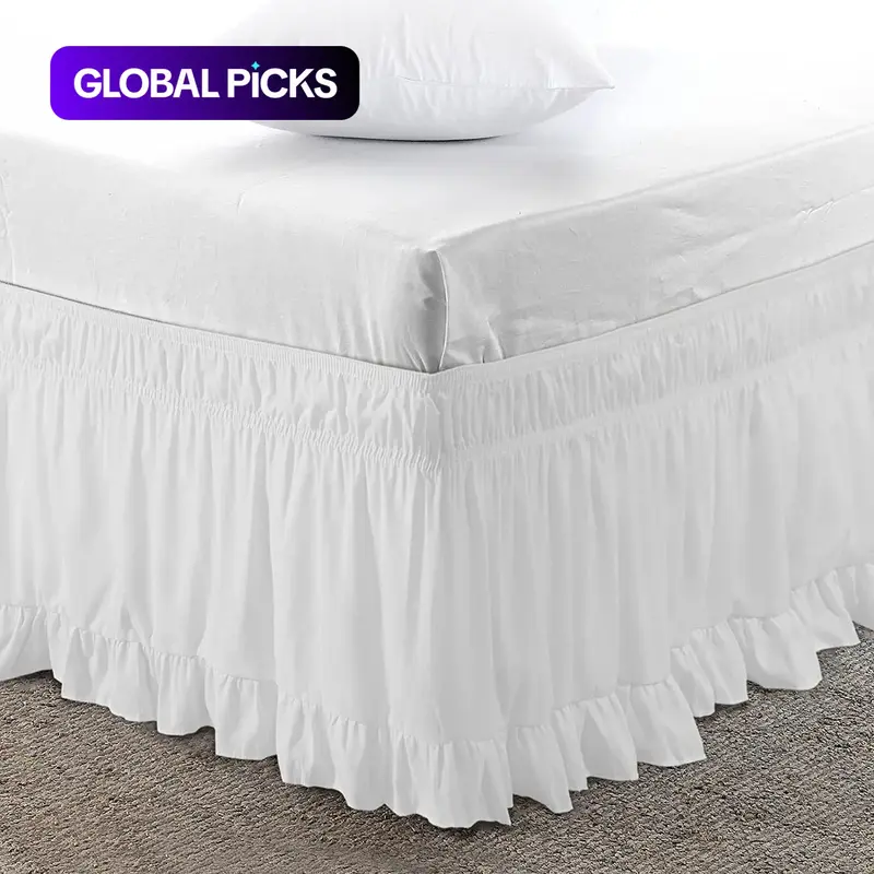 Solid Color Bed Skirt, 1 Count Single Unit Modern Simple Bed Skirt, Christmas Decor Dustproof Bedding for Home Bedroom Hotel Dormitory, Bedroom Accessories, Christmas Gifts, Christmas Decorations #GLOBAL PICKS