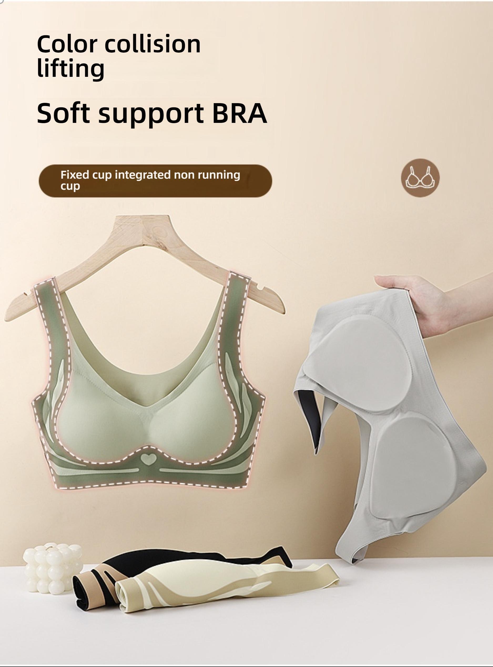 Wireless Backless Fixed Cup Anti-Gravity Soft Support Small Bust Lift Prevent Sagging Underwire Bra, Plus Size Women's Bras
