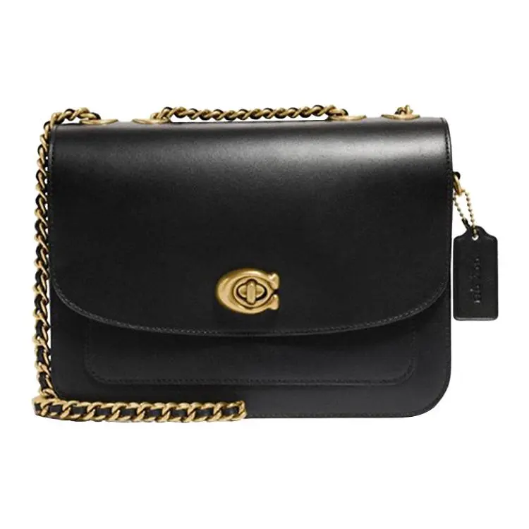 COACH Madison 23 Smooth Leather Flap Crossbody Bag for Women, Medium Size, Black