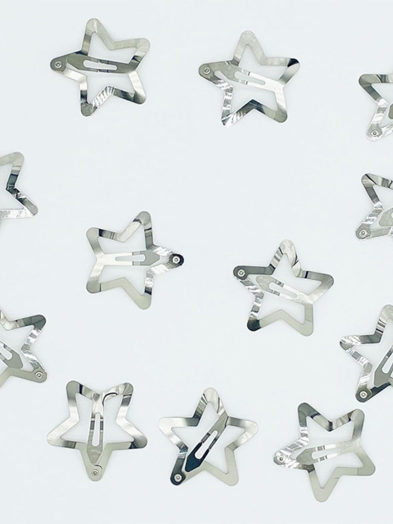 20pcs Silver Color Star Metal Hair Clips, Fashion Sweet and Spicy Style, Girlish Hair Accessories, Casual All-Season Hair Clips