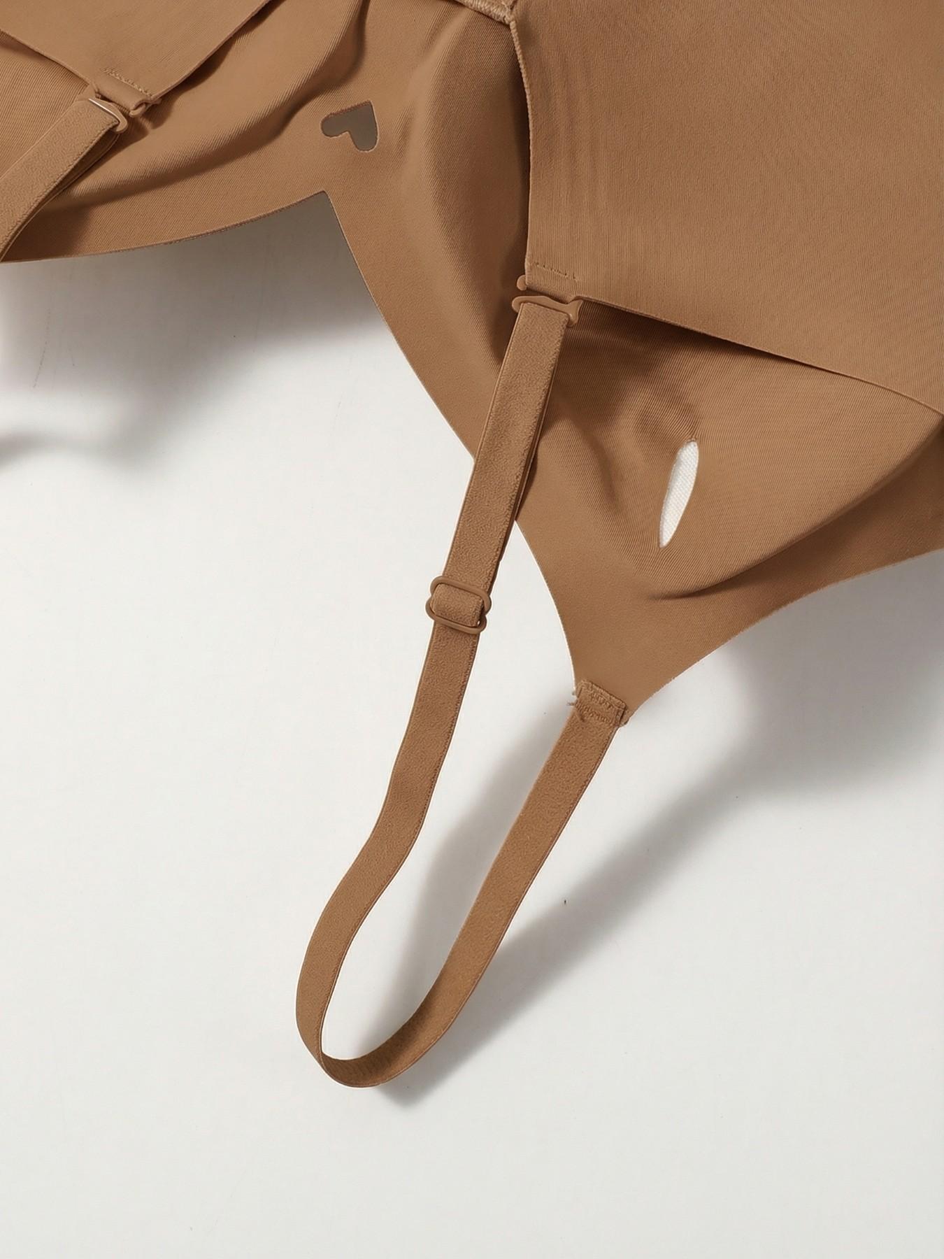 Heart Cut-Out Bralette Set, Adjustable Straps, Seamless Comfort, Full Coverage, Casual Style, All Seasons, Fitted Design