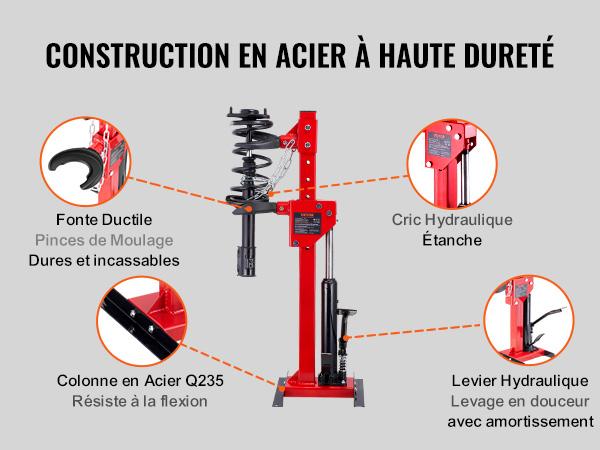 VEVOR Strut Spring Compressor, 4.5 Ton/9920 LBS Hydraulic Jack Capacity, 1 Ton Rated Compression Force, Auto Strut Coil Spring Compressor Tool, Hydraulic Spring Compressor for Strut Spring Removing