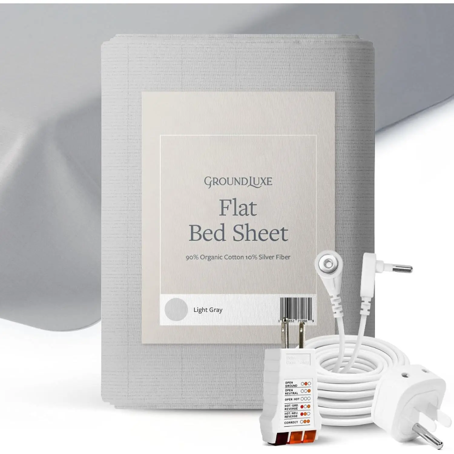 Luxury Flat Grounding Sheet in Light Gray for King Size Bed Organic Conductive Earthing Sheet