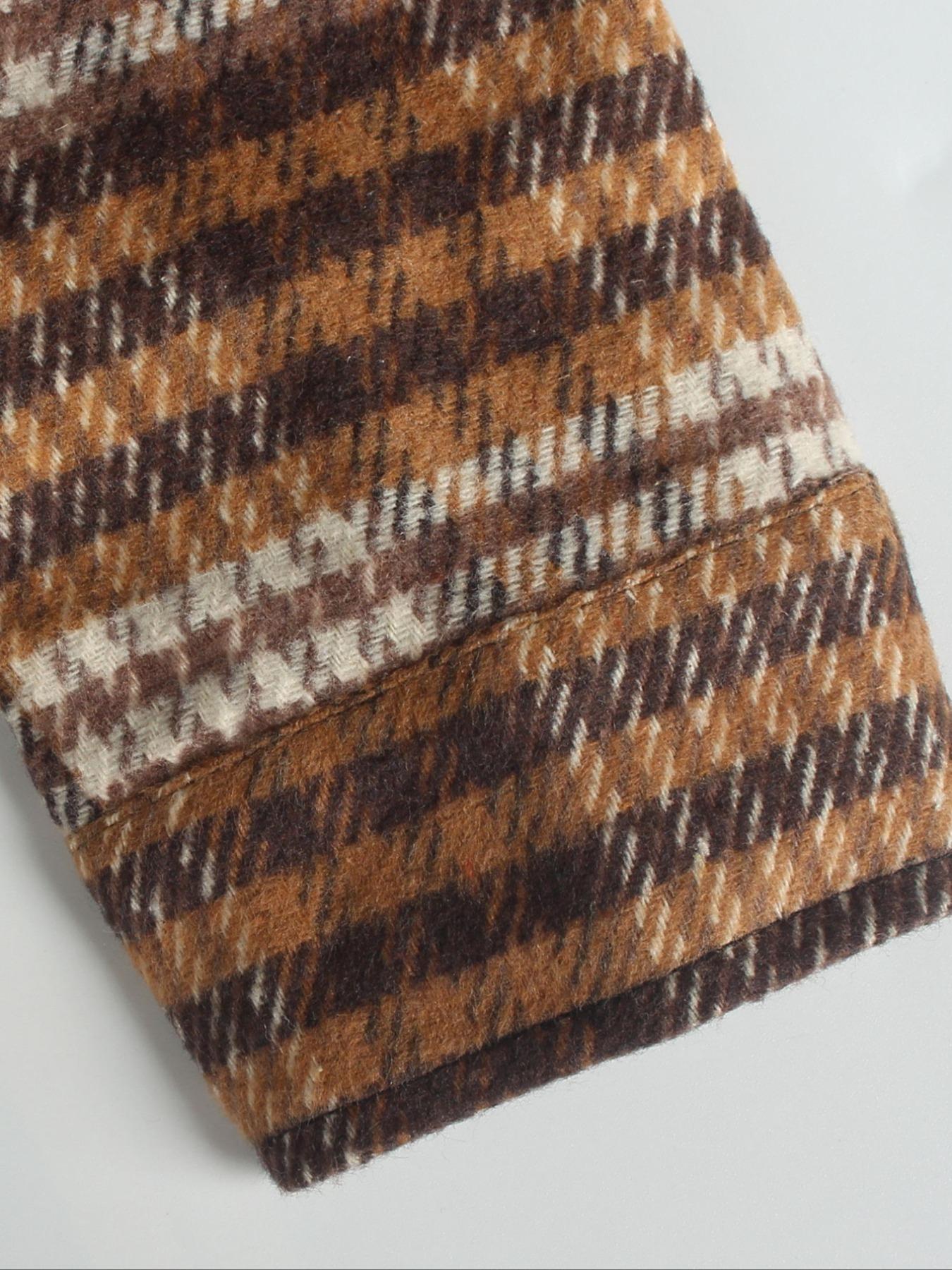 Men's Vintage Fall Winter Jacket, Windproof Fleece Collar Pocket Casual Coat, Suitable for Daily Wear, Comfortable Woven Fabric