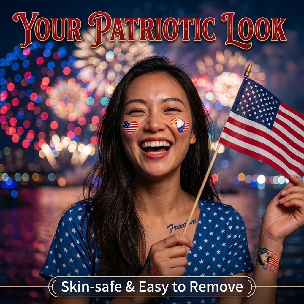American Flag Temporary Tattoo Stickers, Waterproof Us Patriotic Tattoos, Independence Day, American National Symbol, Temporary Tattoos