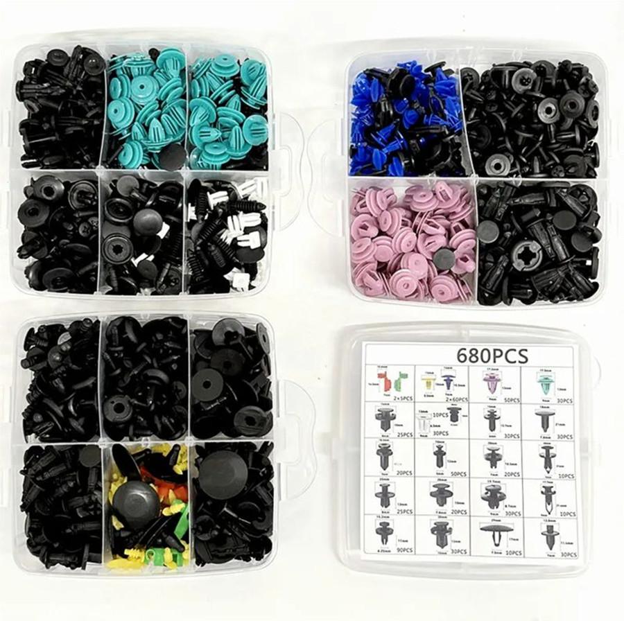 Heavy-Duty Sel-Locking Nylon Push Rivets, Versatile Fasteners for Automotive & Everyday Repairs, Clip Removal Plier Bracket Tool Kit