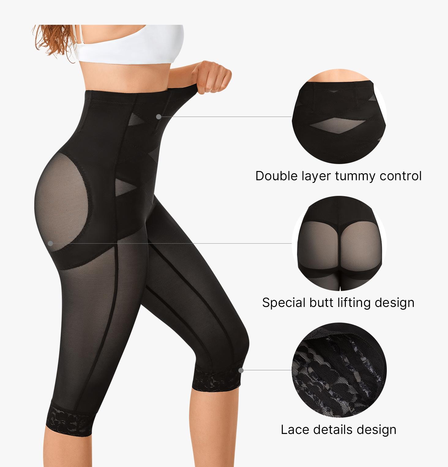 Nebility Women's High-Rise Workout Capri Leggings Lace Trim Footless Sheer Shapewear Womenswear Athleisure Style Pants Minimalist Gym Leggings High Waisted Athletic