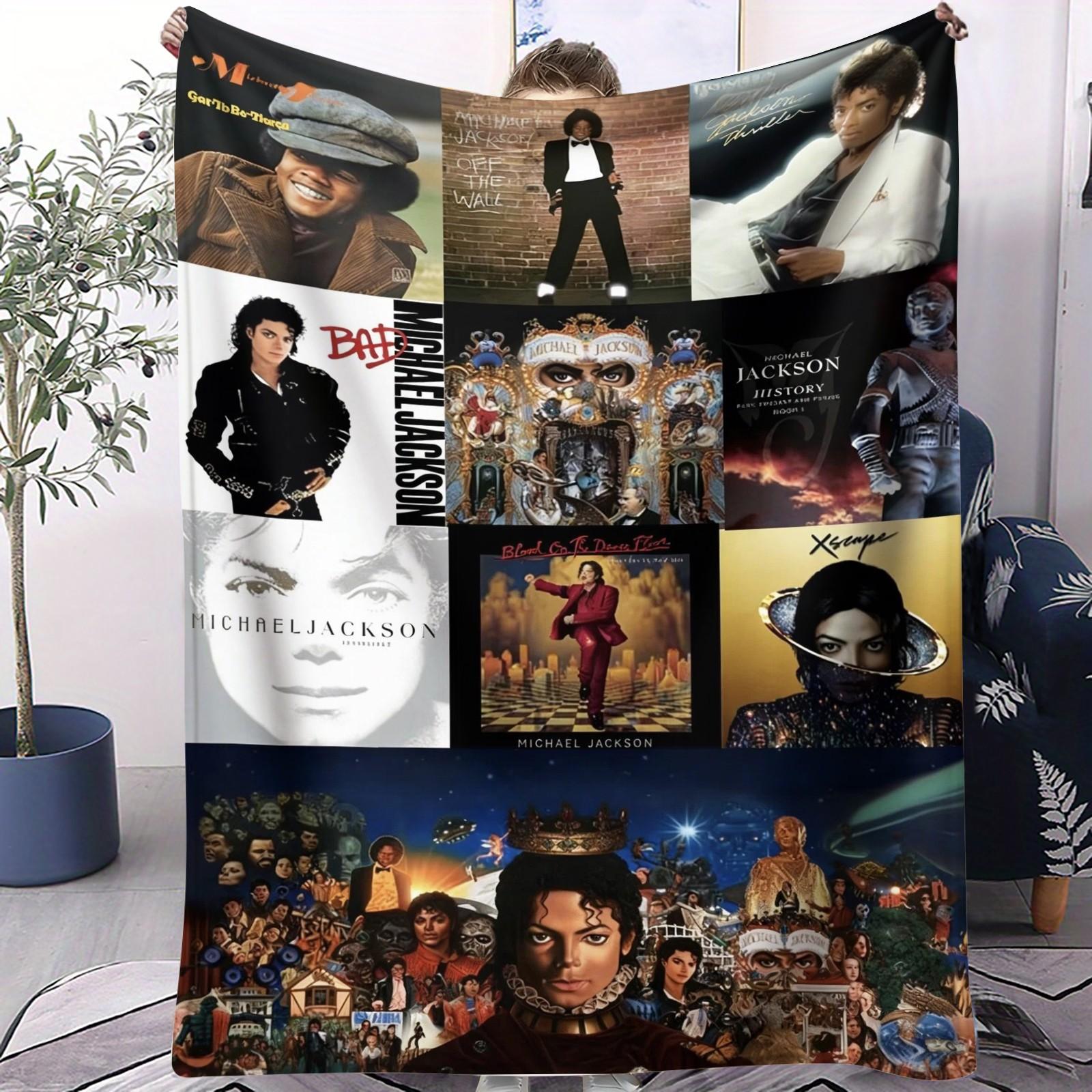 Michael Jackson Blanket Classic Album Cover Pattern, Perfect Gift for Fans, Suitable for Sofa Camping Travel Airplane Covers
