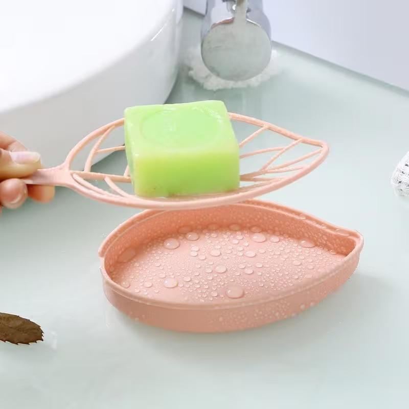 Double-Layer Leaf-Shaped Soap Dish, Soap Saver, Durable & Stylish Design, Perfect for Bathroom Use, Ideal Gift for Home Decor Enthusiasts