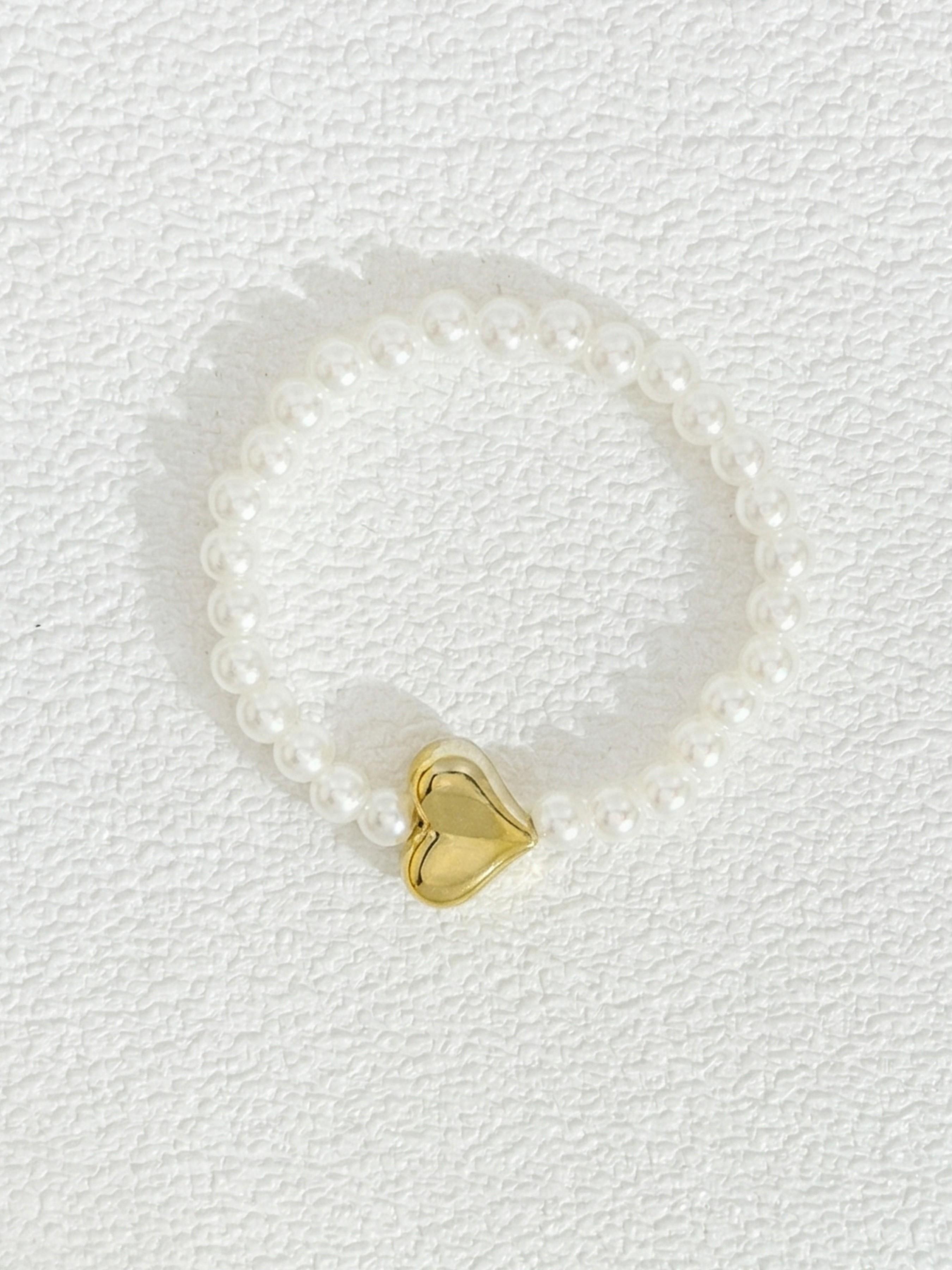 Elegant French Pearl Bracelet, Heart Pendant, Single Gift Box, Boho Style, Polyamide Material, All Seasons Accessory