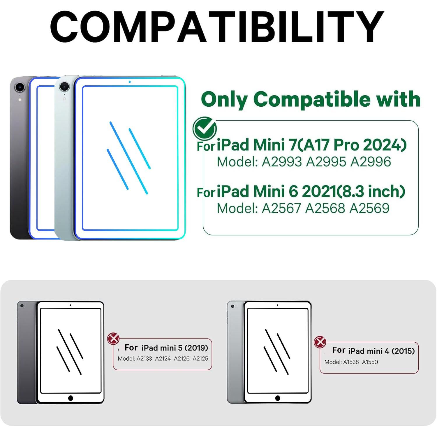 [Only Keyboard Case, Tablet Not Included]Keyboard Case for iPad mini 7 A17 Pro(2024) & Mini 6 (2021) 8.3", 360° Rotate Case for iPad mini 7th/6th Generation, Touchpad Keyboard with 7 Color Backlit, Type-C Rechargeable