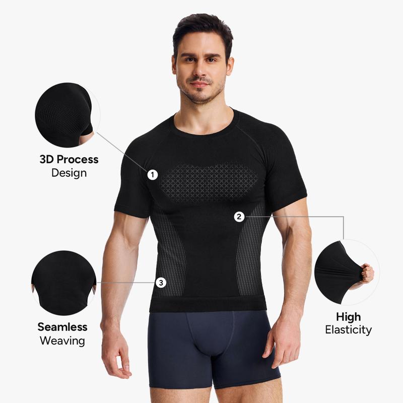 Nebility Men's Compression Shirts Cool Dry Short Sleeve Baselayer Athletic Workout T Shirts Activewear Fitness Rash Guard Clothing