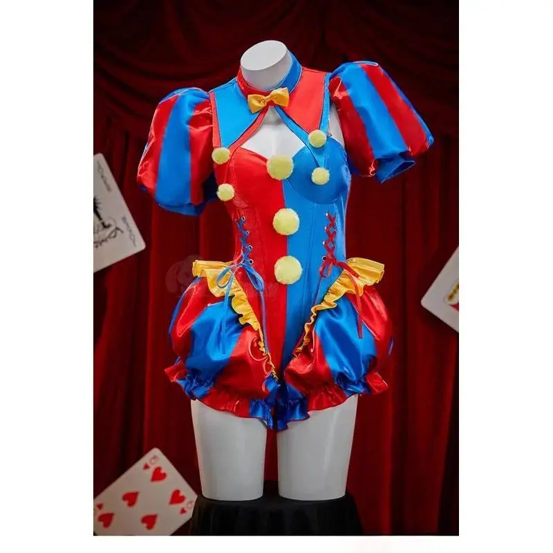 Woman Pomni Adult Digital Circus Cosplay Costumes Cosplay Set Hat Wig Jumpsuit Christmas Halloween Party Cute Clown set S-XL