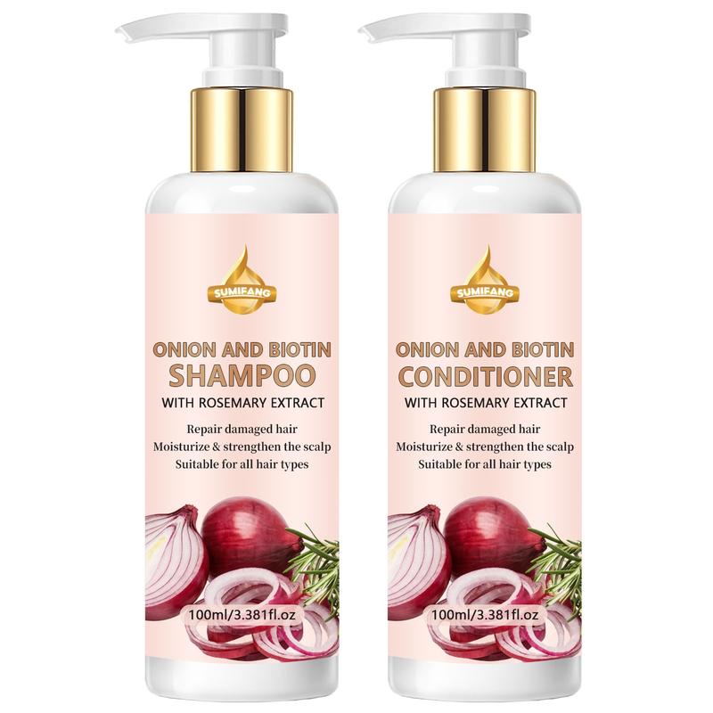 Onion Hair Care Set with Rosemary Extract, Onion, Biotin & Conditioner, Repair Damaged Hair, Nourish & Strengthen, Suitable for All Hair Types, Daily Use Onion Hair Care Set with Rosemary Extract, Onion, Biotin & Conditioner, Repair Damaged Hair, Nourish & Strengthen, Suitable for All Hair Types, Daily Use