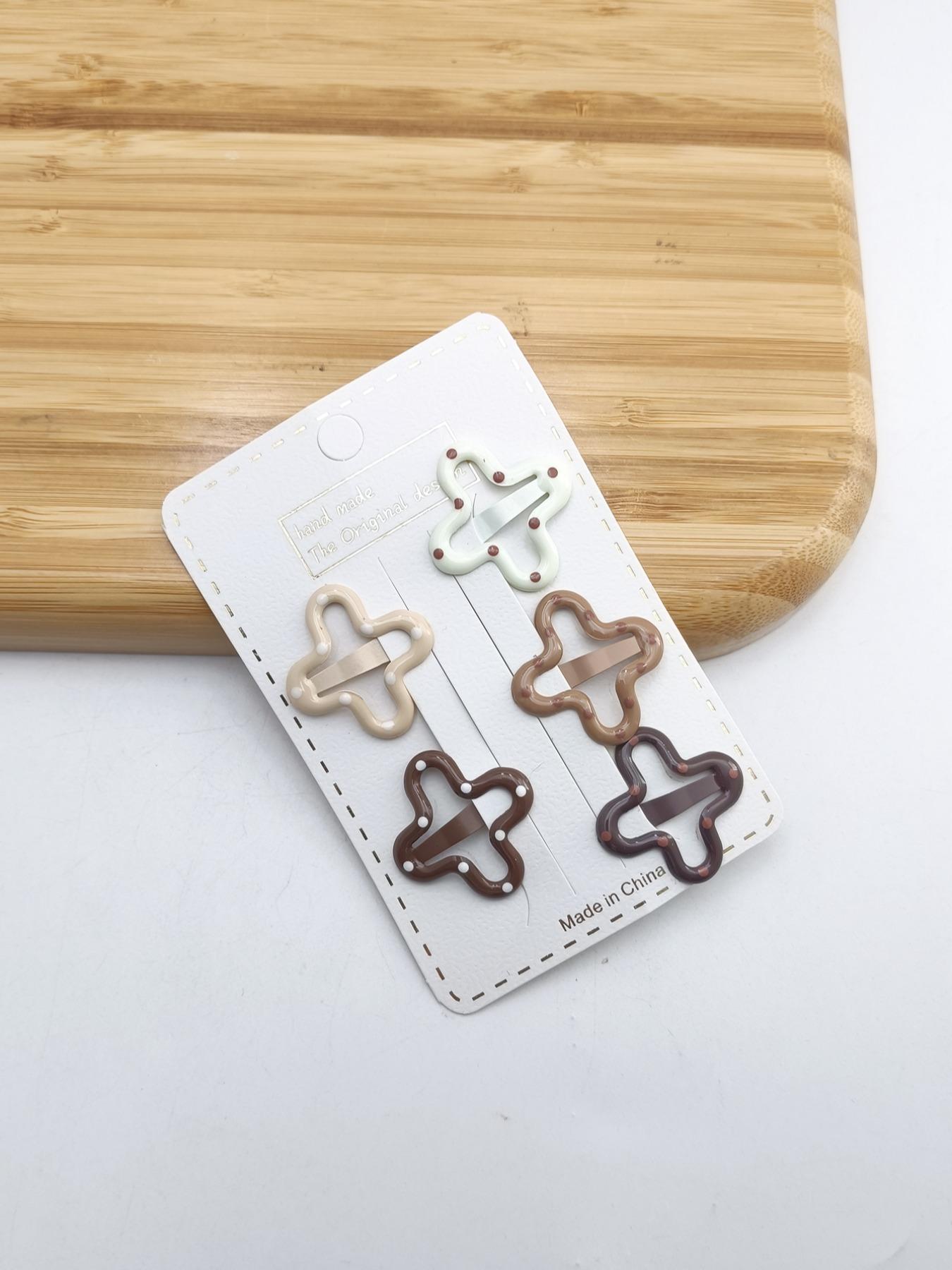 1 Pack of 5 Cute Floral Hair Clips, Small Metal Bb Clips, All Seasons Accessory, Perfect for Daily Use, Stylish and Practical