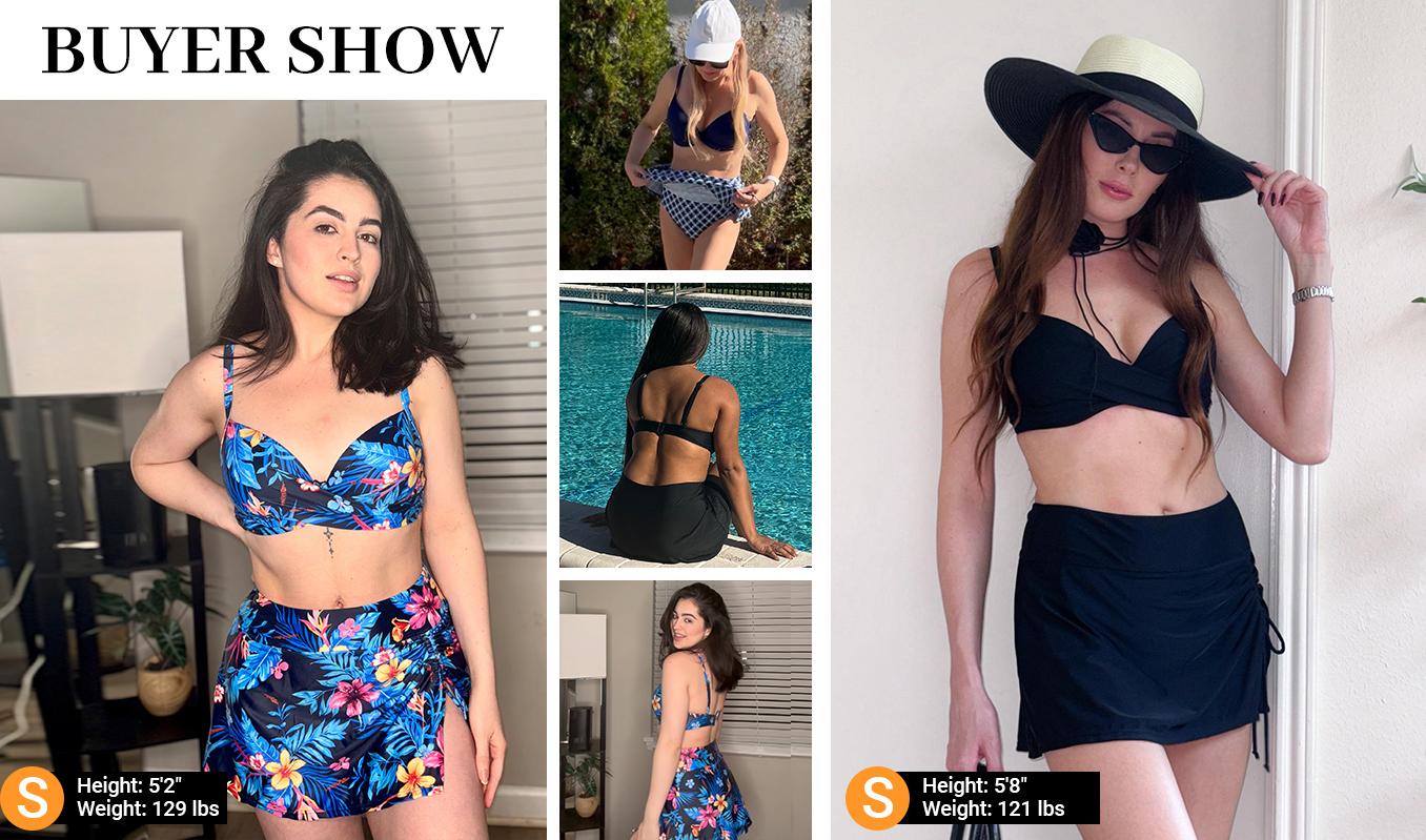 Yonique Womens Underwire Bikini with Skirt - Push Up Bathing Suit Two Piece High Waisted Swimsuit 2026 Swimwear