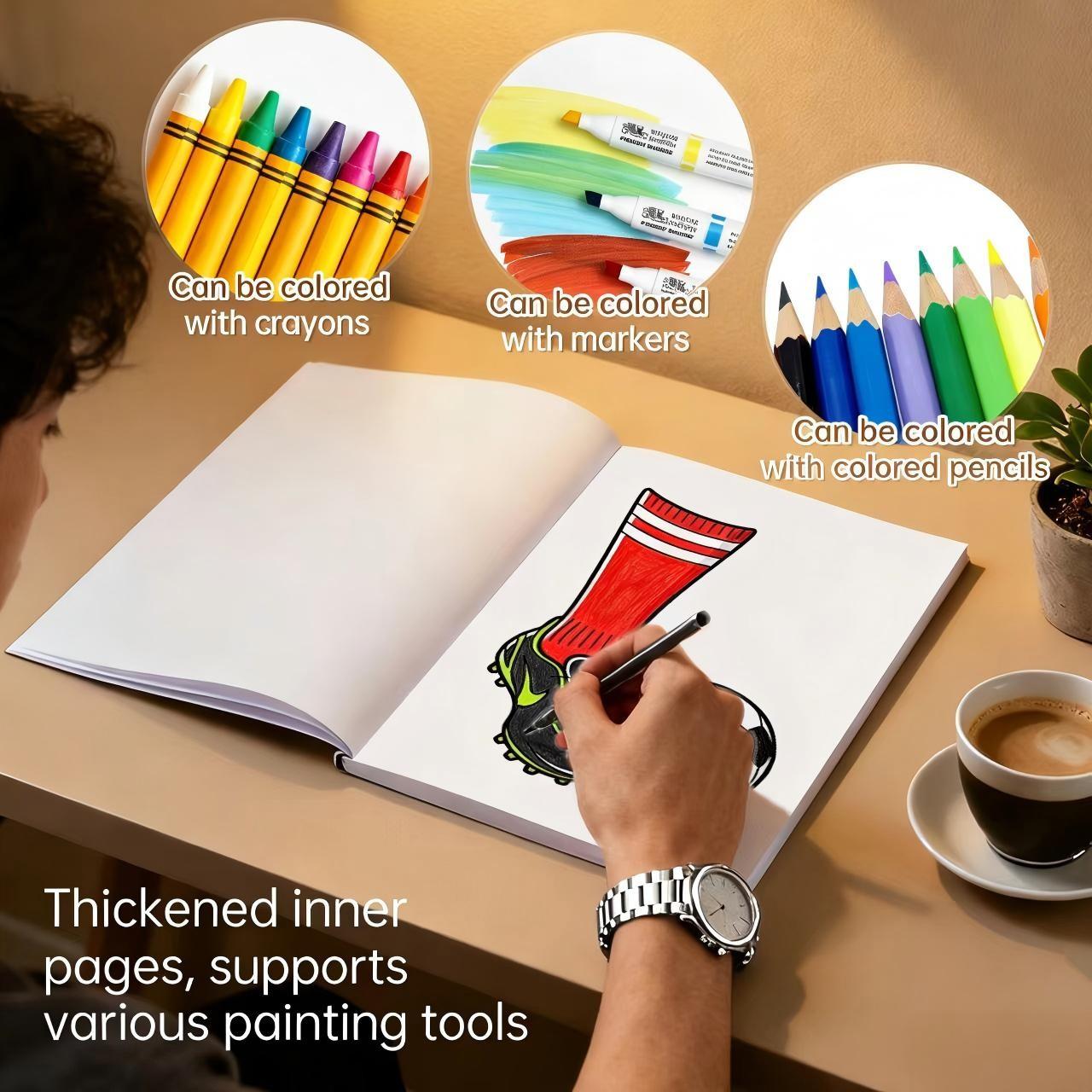 New Bestselling A4 Football Shoe Theme Coloring Book, Thickened Coloring Album, Picture Filling Book, Creative Activity Workbook