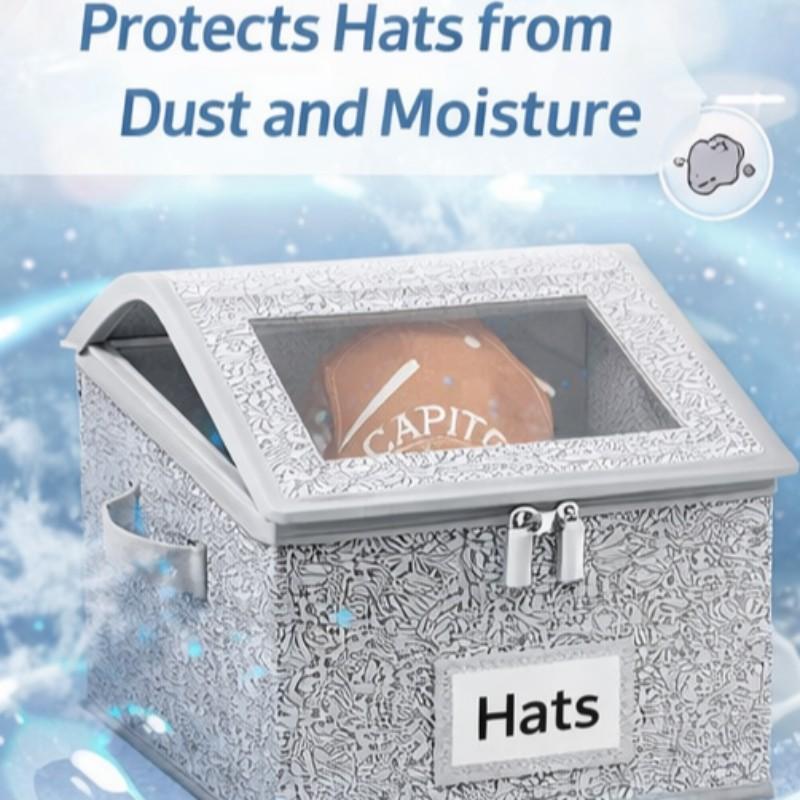 Stackable Baseball Cap Storage Box for 24 Caps, Organizer for Hats, Durable Cardboard Organizer for Men, Classic Style Closet Organizer