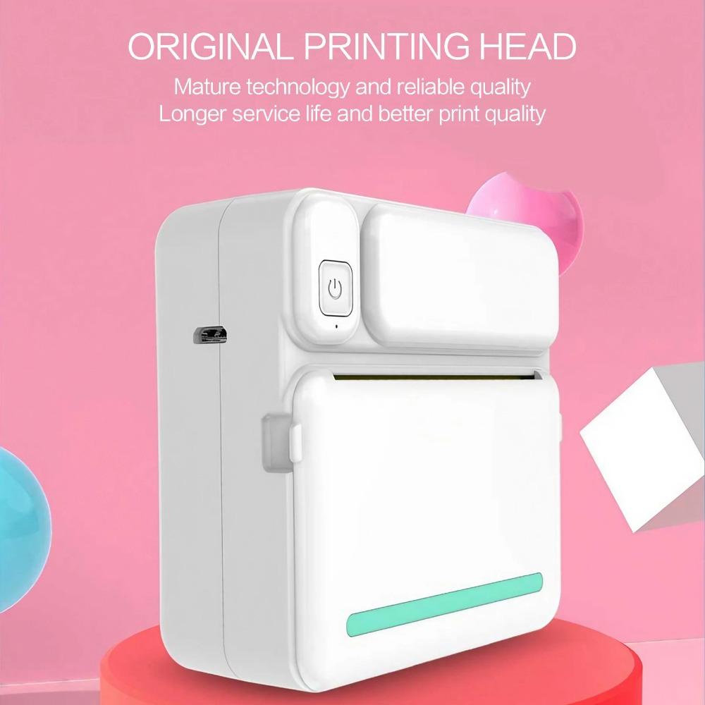 Portable Mini Bluetooth Thermal Label Printer for iOS Android, Sticker Photo Machine with 14 Rolls Paper, Wireless Pocket Printer for Home Office Student Study, No Ink Instant Stick Clear Image
