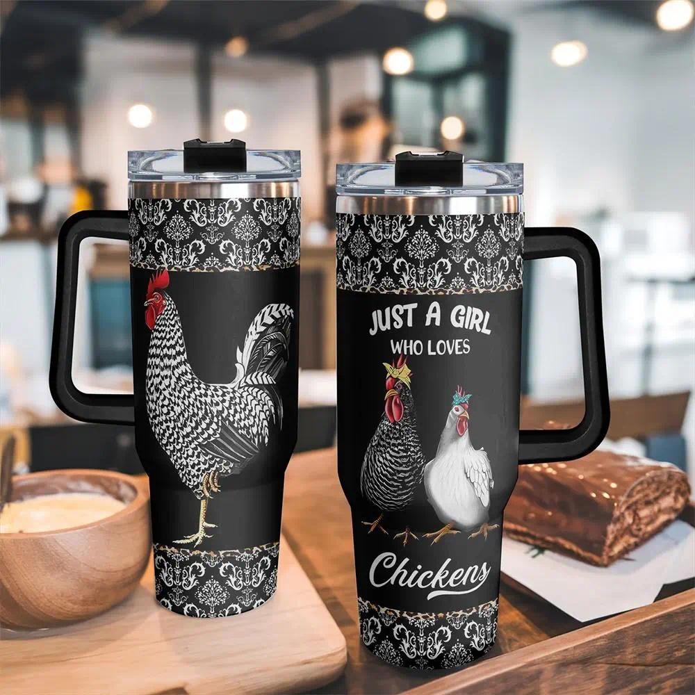40oz Tumbler, 1pc Gift, Stainless Steel Cup, Insulated and Durable, Chick-themed design, great gift for chicken lovers and is perfect for her, unique birthday gift for women and girls, Chicken-themed Insulated Travel Drinkware funny