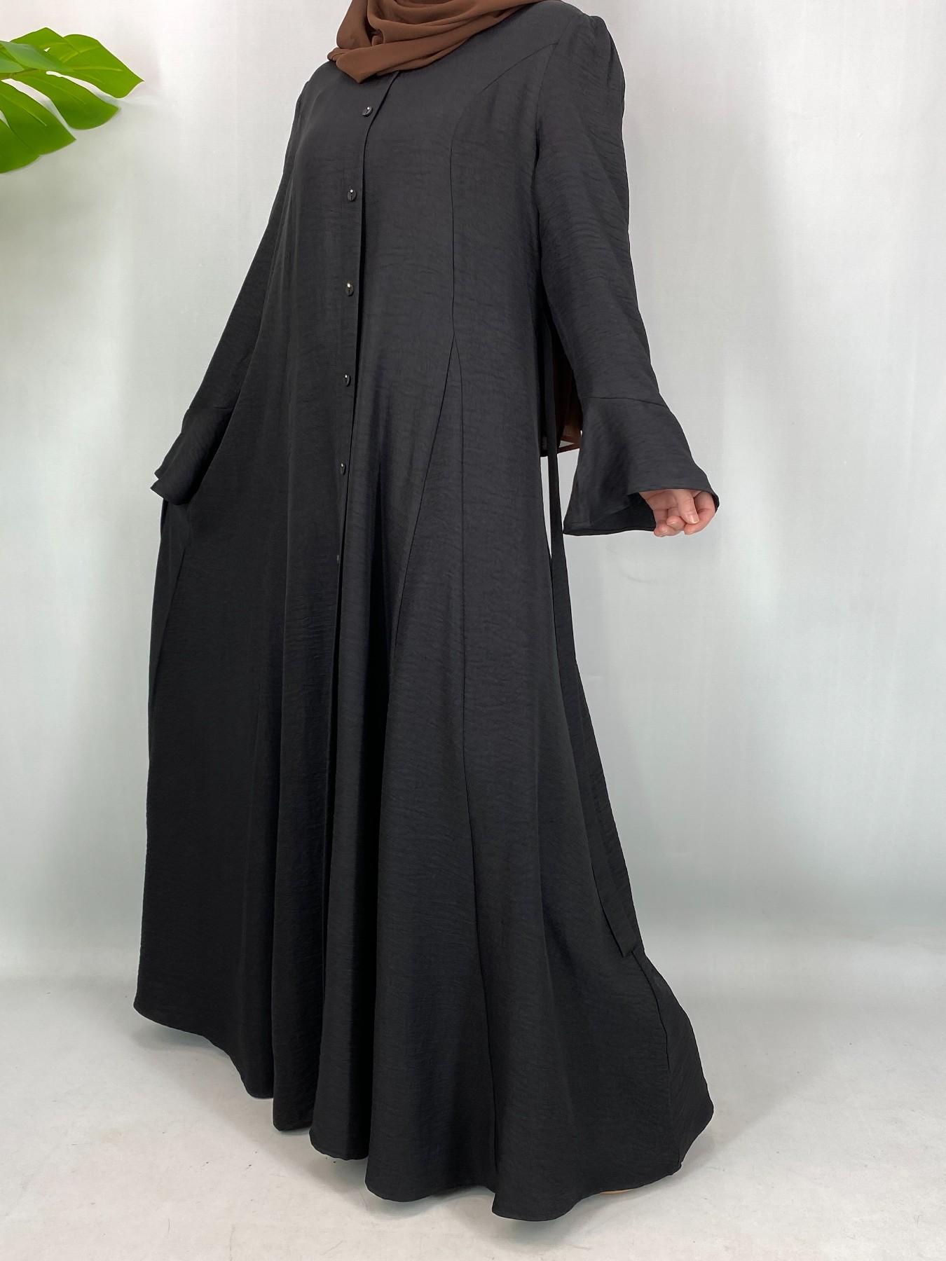 Muslim Fashion Long Robe, Modest Muslim Outfits, Exclusive for Muslim Sisters, 3 Colors, 5 Sizes, Drape Fabric, Bell Sleeves, Daily Wear, Hijab Fashion #HijabFashion #MuslimDress