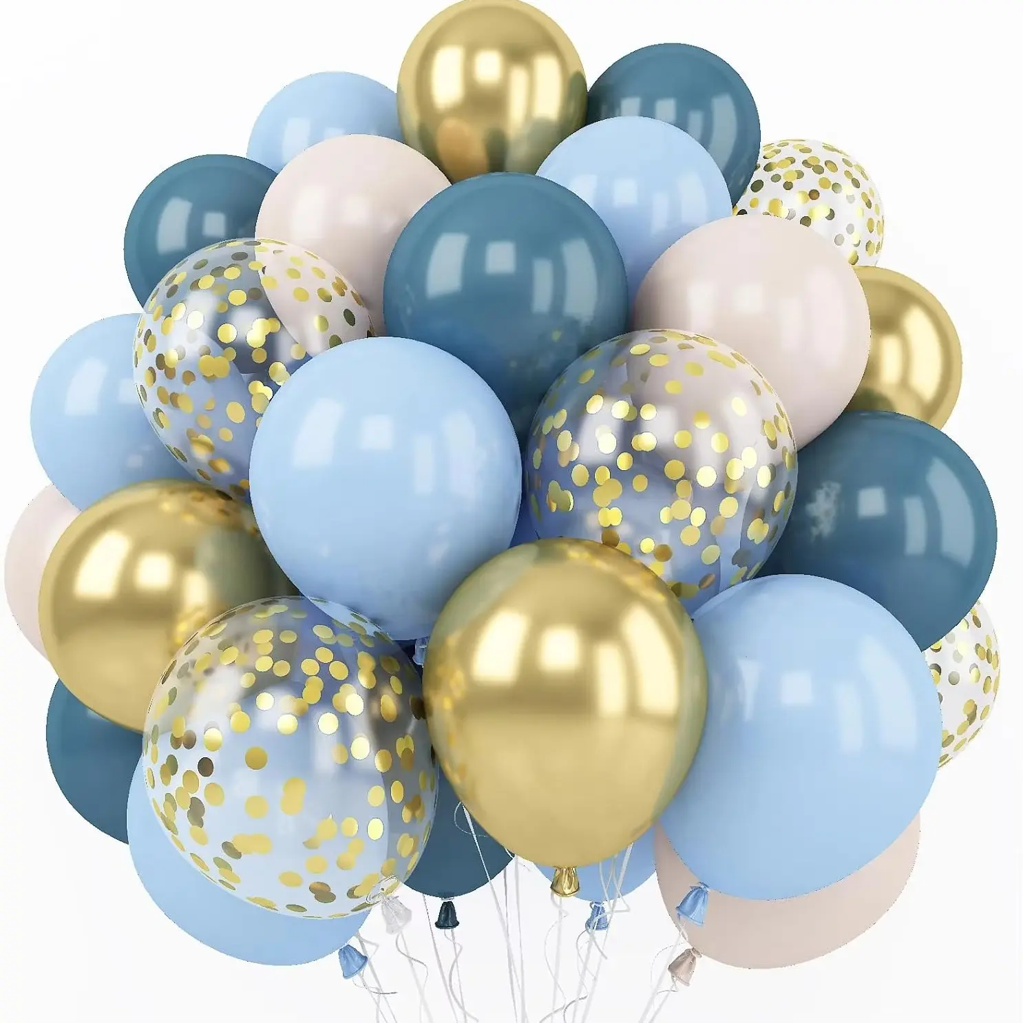 62pcs Macaron Blue Confetti Balloons Set, Baby Shower, Wedding, Birthday, Graduation Decor, Charming Party Supplies
